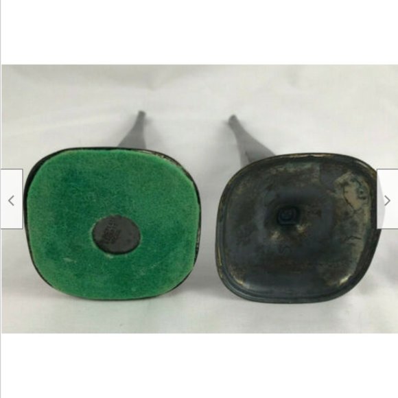 Set of 2 Vtg Silver Plated 8" Flower Bud Metal Vase Minimal Sleek Modern - Picture 5 of 6